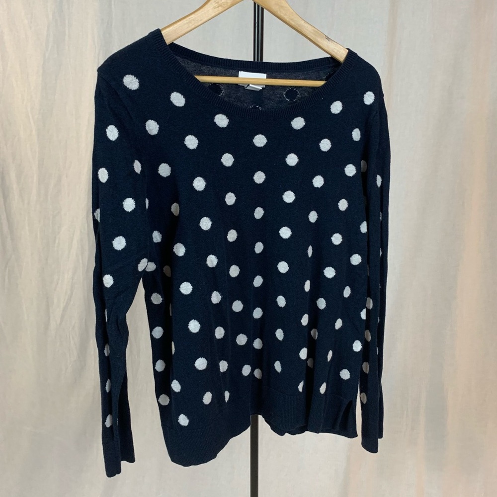 Navy & white polka dot sweater